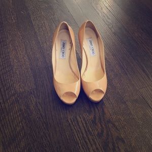 Jimmy choo nude patent leather heels size 36.5